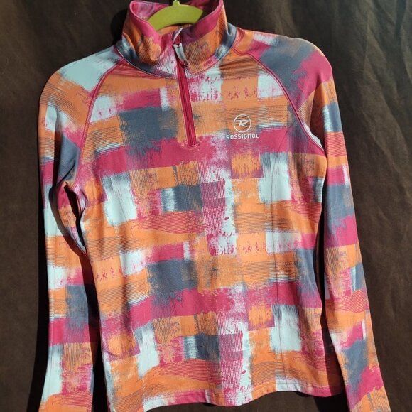 Rare Rossignol Ski Performance Wear Multicolored Half Zip Pullover Size 14 - Picture 1 of 9